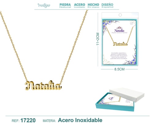 [17220] Collar personalizado nombre Natalia en acero dorado - Joyería y accesorios
