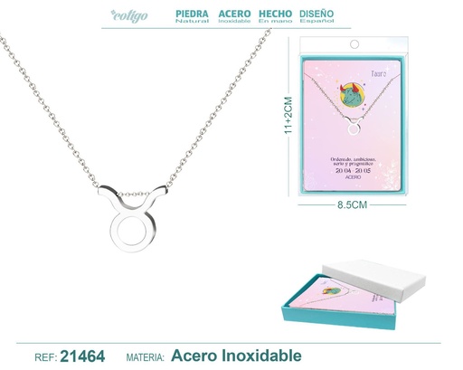 [21464] Collar Zodíaco Tauro en acero plateado - Joyería zodiacal