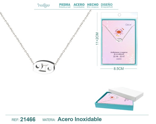 [21466] Collar Zodíaco Cáncer en acero plateado - Joyería zodiacal