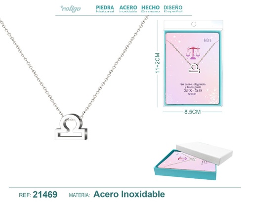 [21469] Collar Zodíaco Libra en acero plateado - Joyería zodiacal