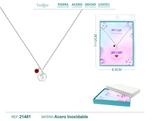 [21481] Collar Mes de nacimiento julio en acero plateado - Joyería personalizada
