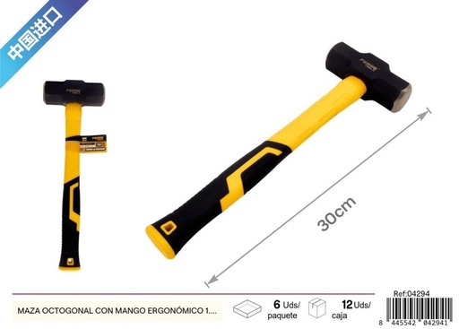 [04294] Maza octogonal con mango ergonómico 1.35kg - Herramientas de ferretería y mazas