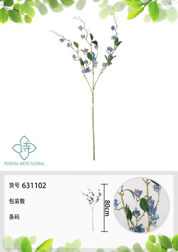 [631102AZUL] Pared decorativa con orquídeas muertas de 80 cm - Decoración artificial