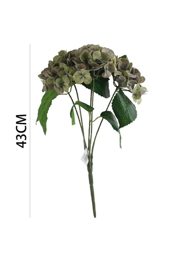 [630848VERDE] Ramo de 5 cabezas de hortensias 3D de 43 cm - Flores artificiales y decorativas
