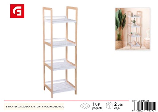 [190310839] Estantería de madera 4 alturas color natural/blanco - Almacenamiento y organización de calzado