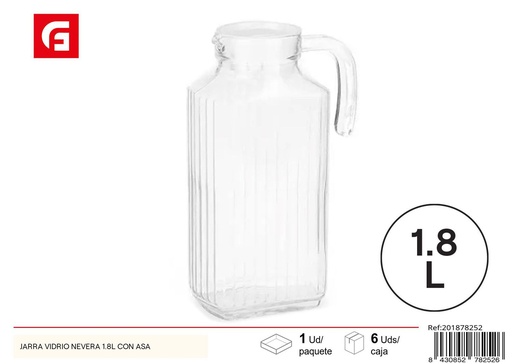 [201878252] Jarra de vidrio para refrigerador 1.8L con asa - Vidrio y cerámica