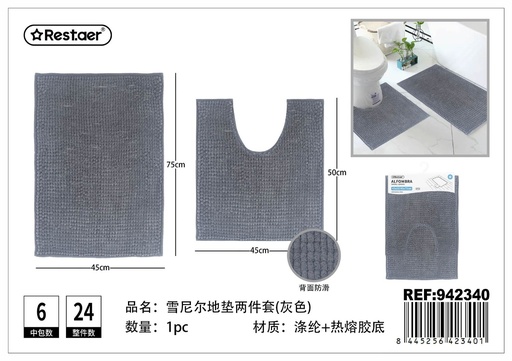 [942340] Alfombra de chenilla 2 piezas - Alfombras para baño
