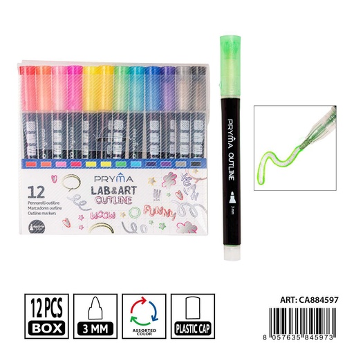 [0235733] Rotulador de contorno doble línea 2 mm 12 piezas - Material de arte