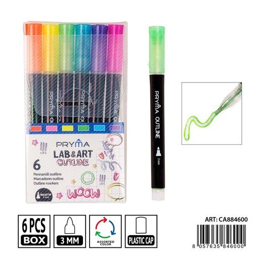 [0235734] Rotulador de contorno doble línea 2MM 6 piezas - Material de dibujo