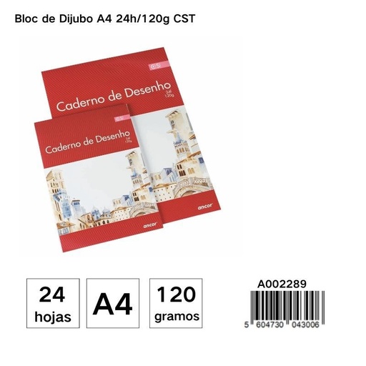 [A002289] Bloc de dibujo A4 24h/120g - Cuadernos y material escolar