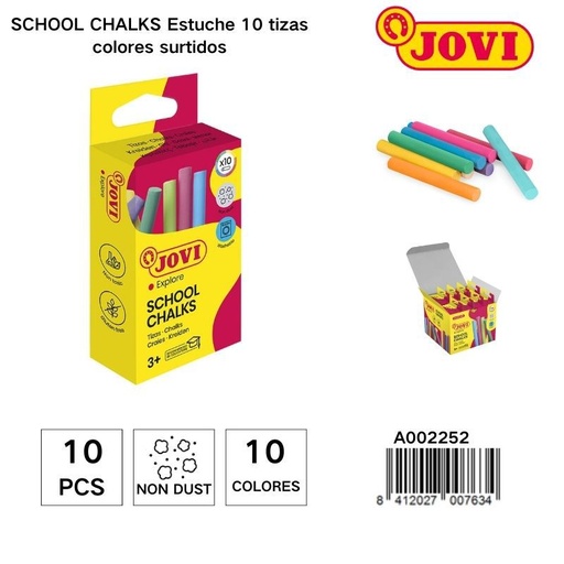 [A002252] Tizas escolares de colores JOVI 10 unidades - Material de manualidades
