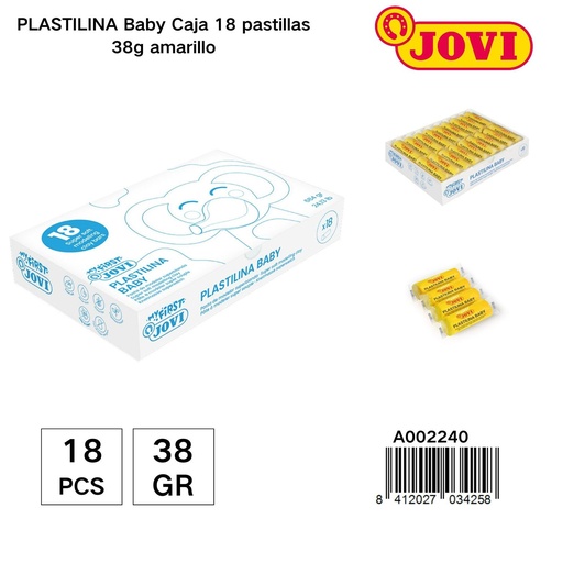 [A002240] Plasticina para niños JOVI caja con 18 pastillas de 38G - Material de manualidades