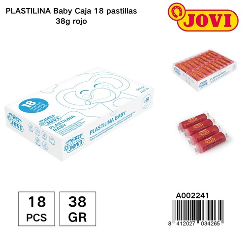 [A002241] Plasticina para niños JOVI caja con 18 pastillas de 38G - Material de manualidades