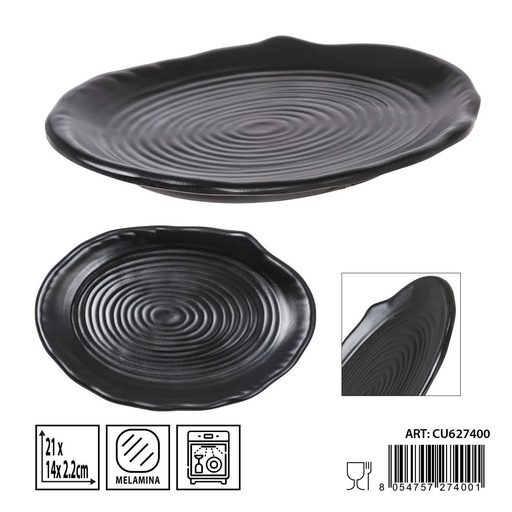 [0236340] Plato de melamina negro 21X14X2,2CM - Platos para servir y comidas
