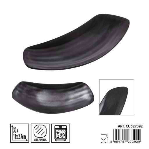 [0236334] Plato en forma de abanico de melamina negro 30X11X2,7CM - Utensilios de cocina y mesa