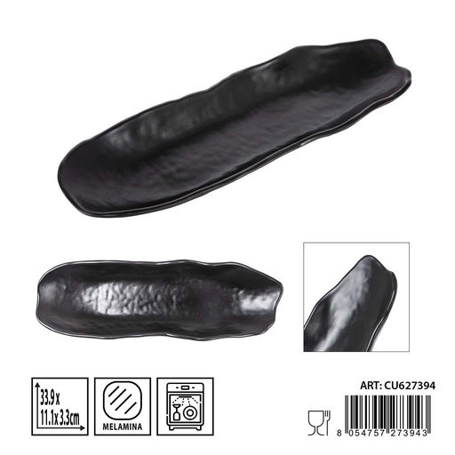 [0236336] Plato de melamina negro alargado 33.9x11.1x3.3cm - Accesorios de mesa