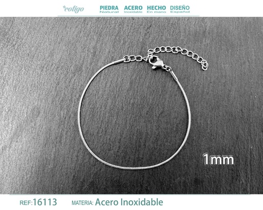 [16113] Pulsera de cadena de acero plateado - Joyería de cadena