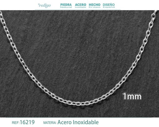 [16219] Collar de cadena de acero plateado - Joyería de cadena