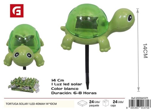 [200941371] Luz solar forma tortuga 1 LED 40mAh 14x10 cm - Jardinería y decoración luminosa