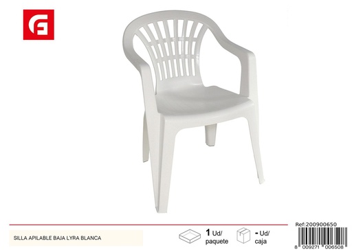 [200900650] Silla apilable baja Lyra blanca - Mobiliario de jardín