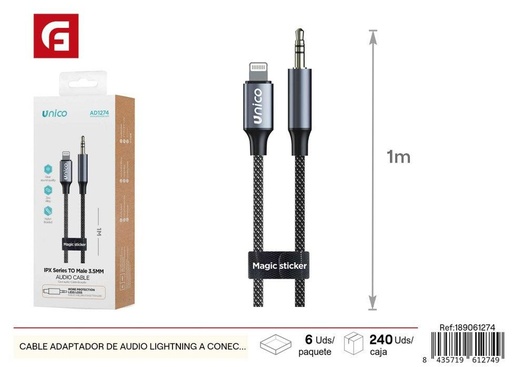 [189061274] Adaptador de audio Lightning a conector macho 3.5mm - Accesorios de electrónica