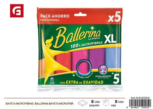 [104350005] Pack de 5 bayetas de microfibras Ballerina - Accesorios de limpieza