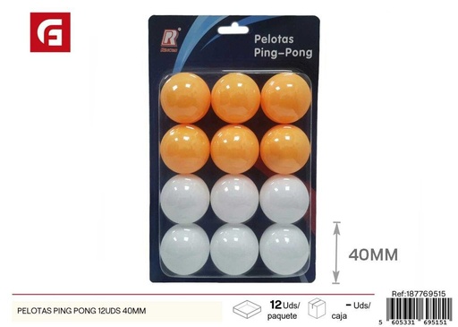 [187769515] Pelotas de ping pong (12 unidades, 40 mm) - Juguetes y juegos de mesa