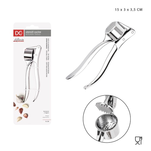 [0225760] Prensa ajos de metal 15x3x3.5 cm - Herramientas de cocina y prensa para ajos