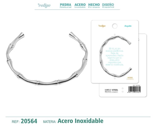 [20564] Brazalete de acero color plateado - Joyería de diseño y elegancia