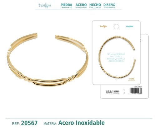 [20567] Brazalete de acero color dorado - Joyería de lujo y refinamiento