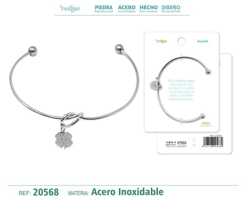 [20568] Brazalete de acero color plateado - Joyería actual y versátil