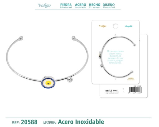 [20588] Brazalete de acero color plateado - Joyería que complementa el look