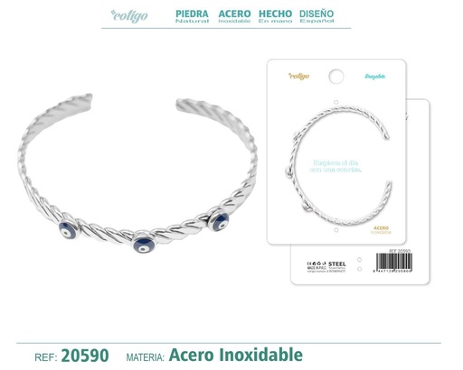 [20590] Brazalete de acero color plateado - Joyería versátil y chic