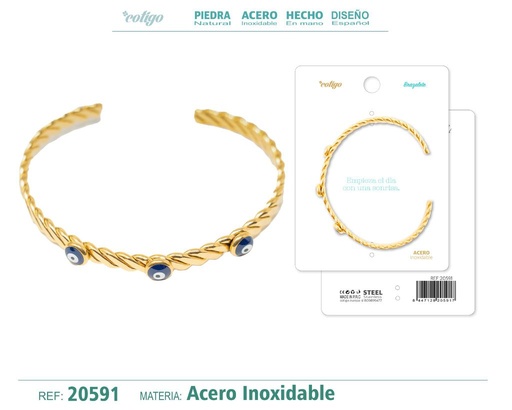 [20591] Brazalete de acero color dorado - Accesorios que iluminan