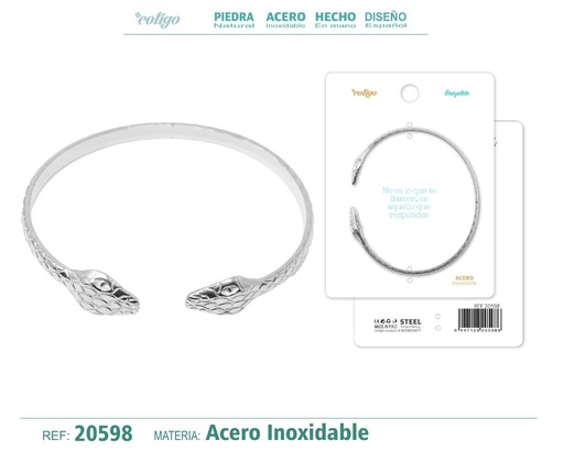 [20598] Brazalete de acero color plateado - La elegancia en bisutería