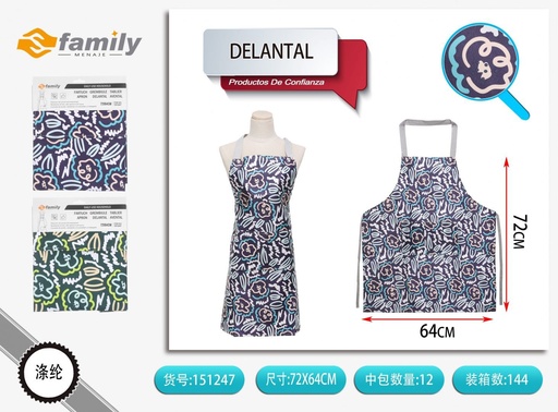 [151247] Delantal de material compuesto azul y verde 72x67cm - Utensilios de cocina