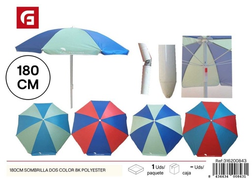 [316200843] Sombrilla bicromática 180 cm 8k - Productos de verano y sombrillas
