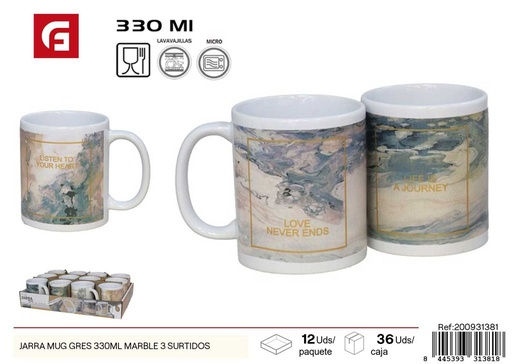 [200931381] Jarra mug gres 330ml marble 3 surtidos - Vajilla de cerámica
