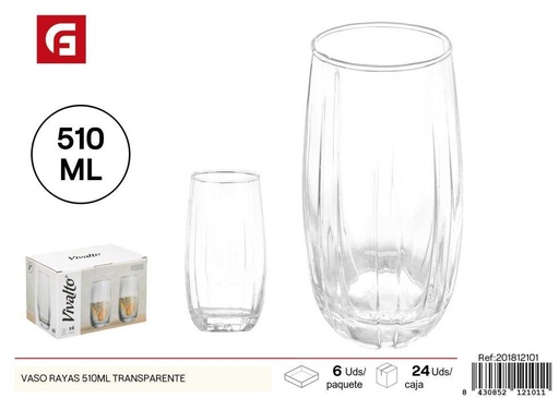 [201812101] Vaso rayas 510ml transparente - Vasos de vidrio