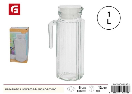 [200942932] Jarra de vidrio refrigerante 1L Londres blanca con regalo - Accesorios de cocina