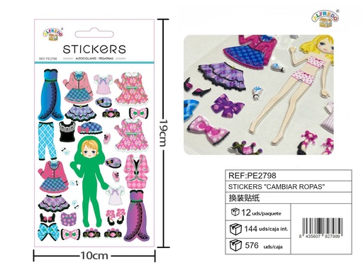 [PE2798] Stickers "Cambiar Ropas" 10x19 cm - Stickers y manualidades