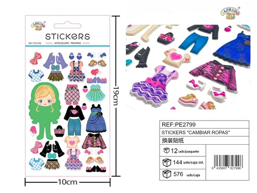 [PE2799] Stickers "Cambiar Ropas" 10x19 cm - Stickers y manualidades