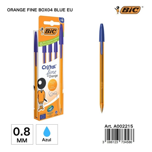 [A002215] Bolígrafo BIC fine 0.8mm (4 unidades) - Material de escritura, papelería