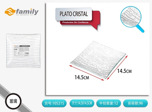 [105215] Plato de cristal 15x15 cm - Accesorios para mesa y bandejas