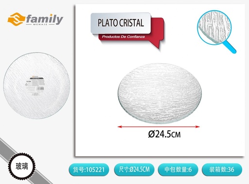 [317105221] Plato de cristal redondo 25x25 cm - Accesorios para mesa y bandejas