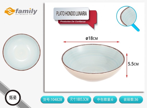 [104828] Plato hondo Lunaria 18x5.5 cm - Bandejas de cerámica