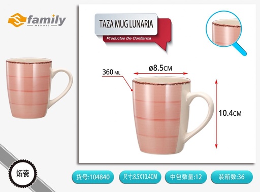 [104840] Taza mug Lunaria 360ml en rosa - Cerámica para bebidas