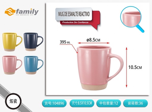 [104896] Mug de esmalte reactivo en azul/amarillo/rosado 395ml - Cerámica para bebidas