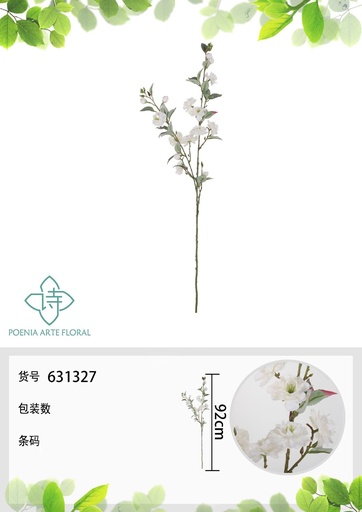 [631327BLANCO] Ramo de camelia silvestre italiana de una sola rama de 92 cm - Flores artificiales