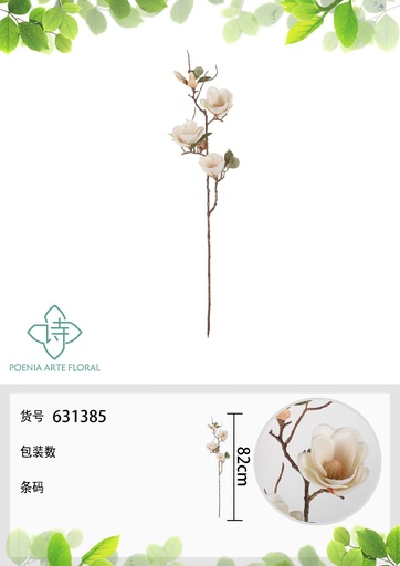 [631385ROSA] Ramo de magnolia de otoño de una sola rama de 82 cm - Flores artificiales